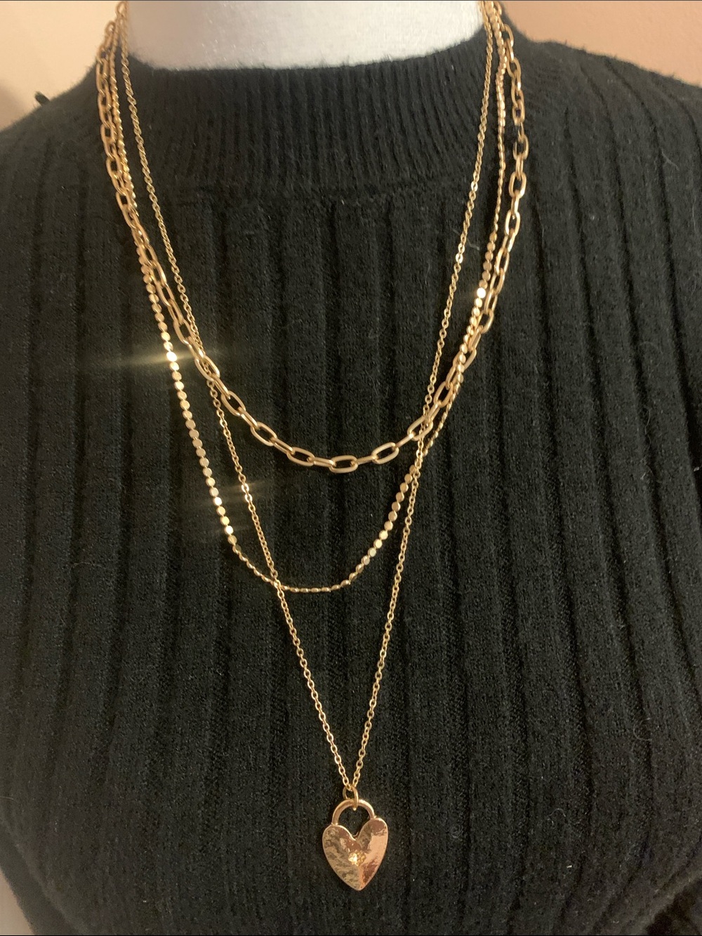 Cato Gold Layered Heart Pendant Necklace
